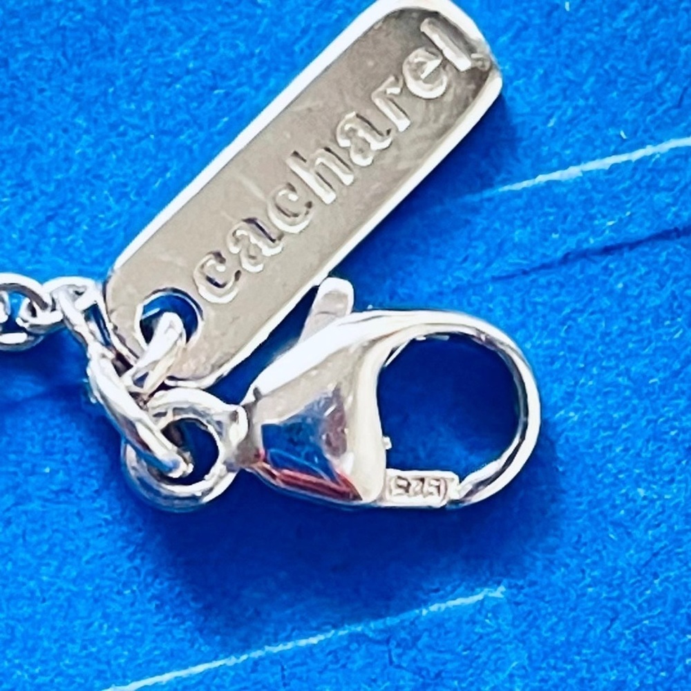 Sterling silver bracelet 925 heart charm tag chain link 3D cutouts - Picture 3 of 9